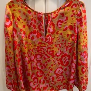 Julie Brown Silk Blouse Size 10 Animal Print